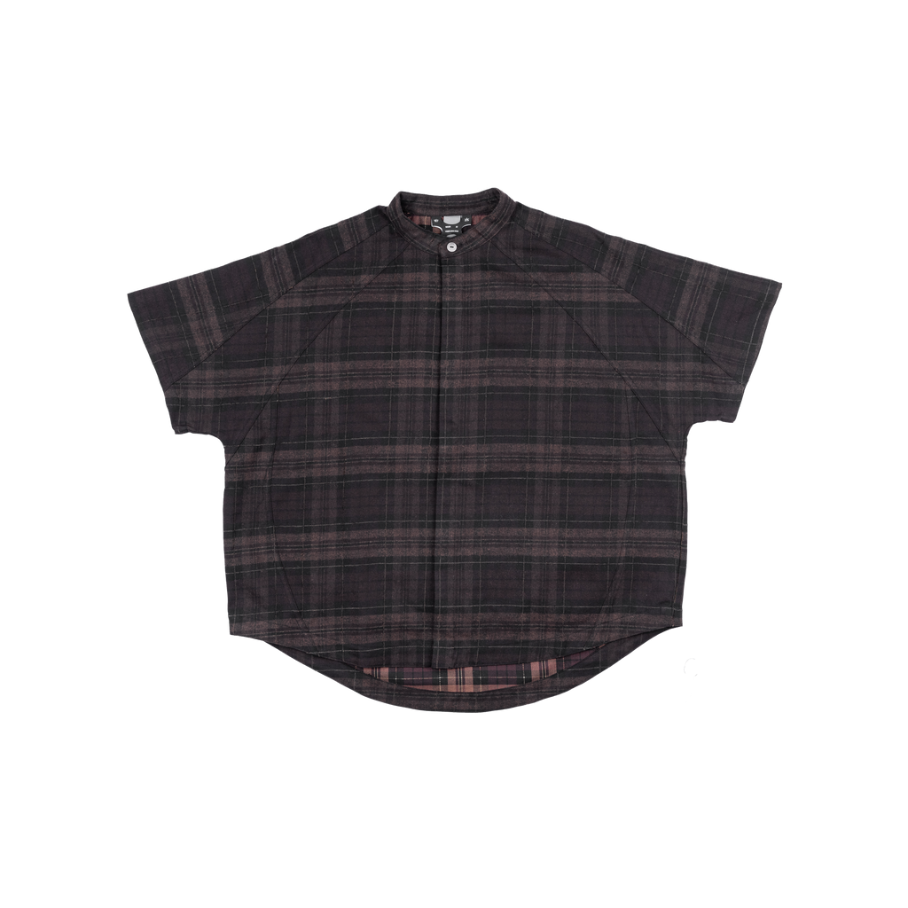 MANDARIN BACK PLEATED SHIRT - FLANNEL