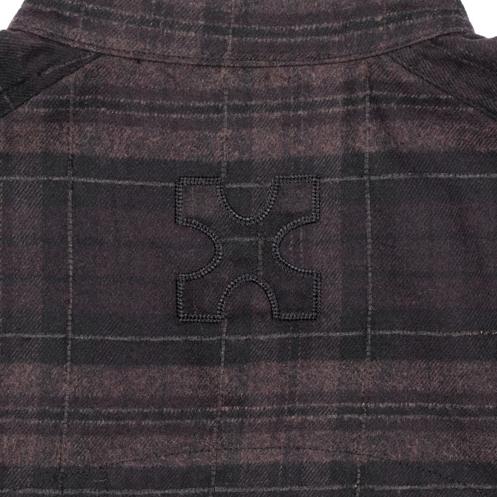 MANDARIN BACK PLEATED SHIRT - FLANNEL