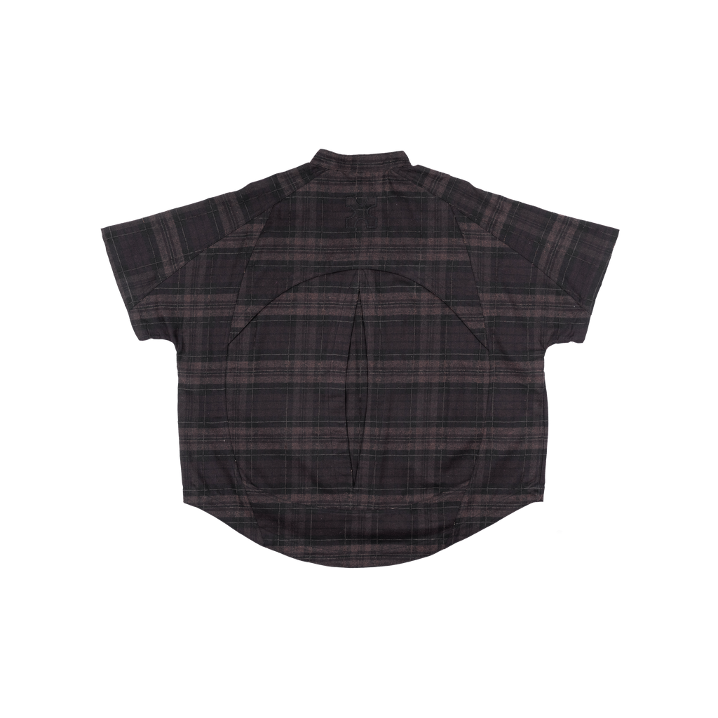 MANDARIN BACK PLEATED SHIRT - FLANNEL