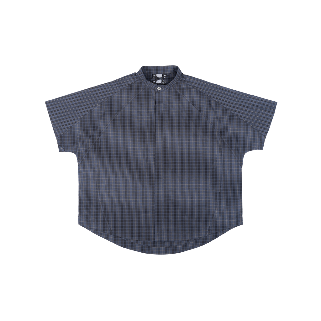 MANDARIN BACK PLEATED SHIRT - CHECKERED