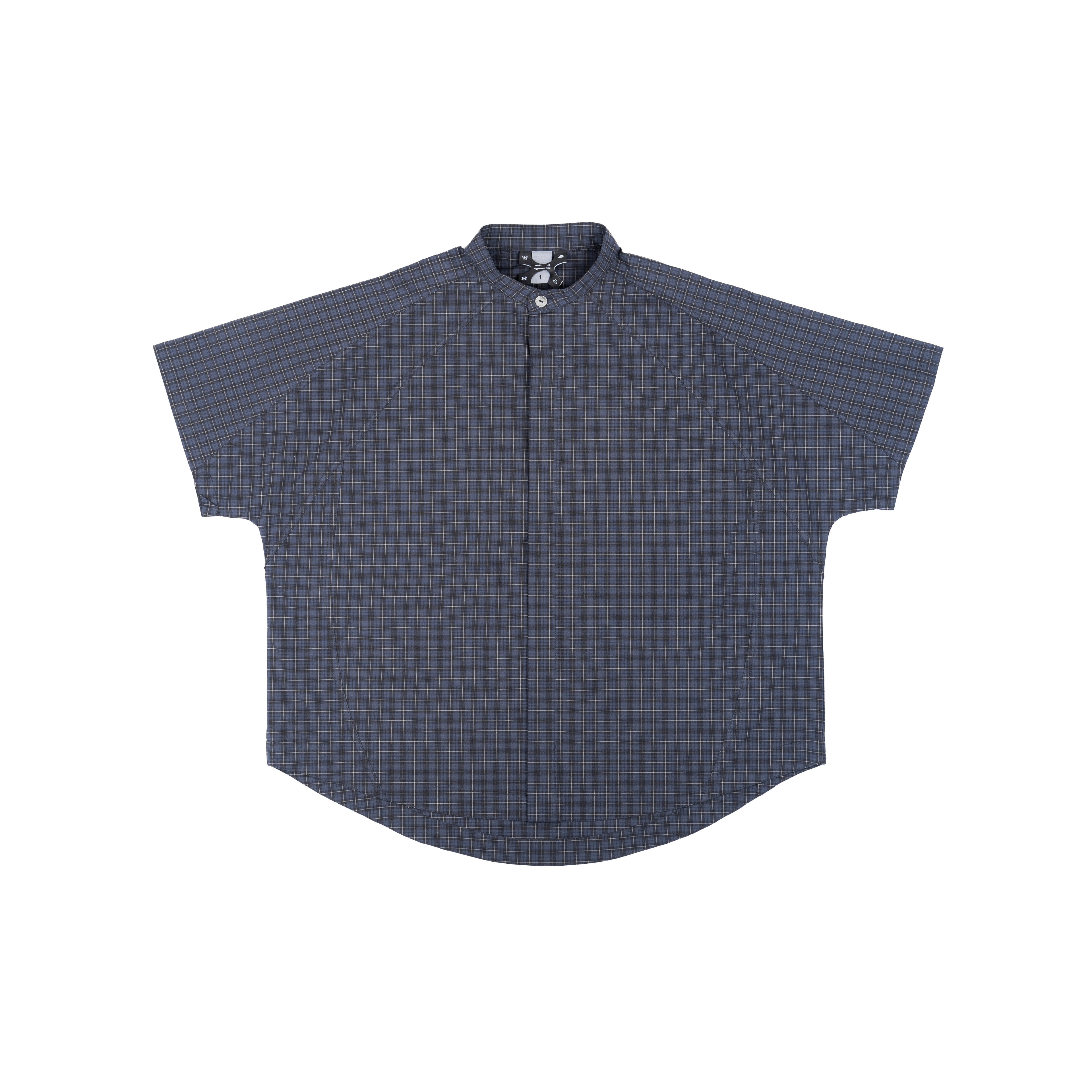 MANDARIN BACK PLEATED SHIRT - CHECKERED