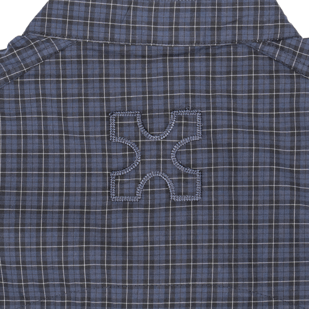 MANDARIN BACK PLEATED SHIRT - CHECKERED