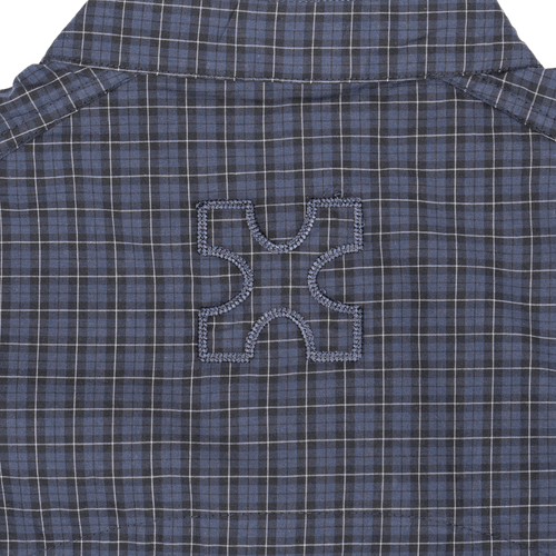 MANDARIN BACK PLEATED SHIRT - CHECKERED