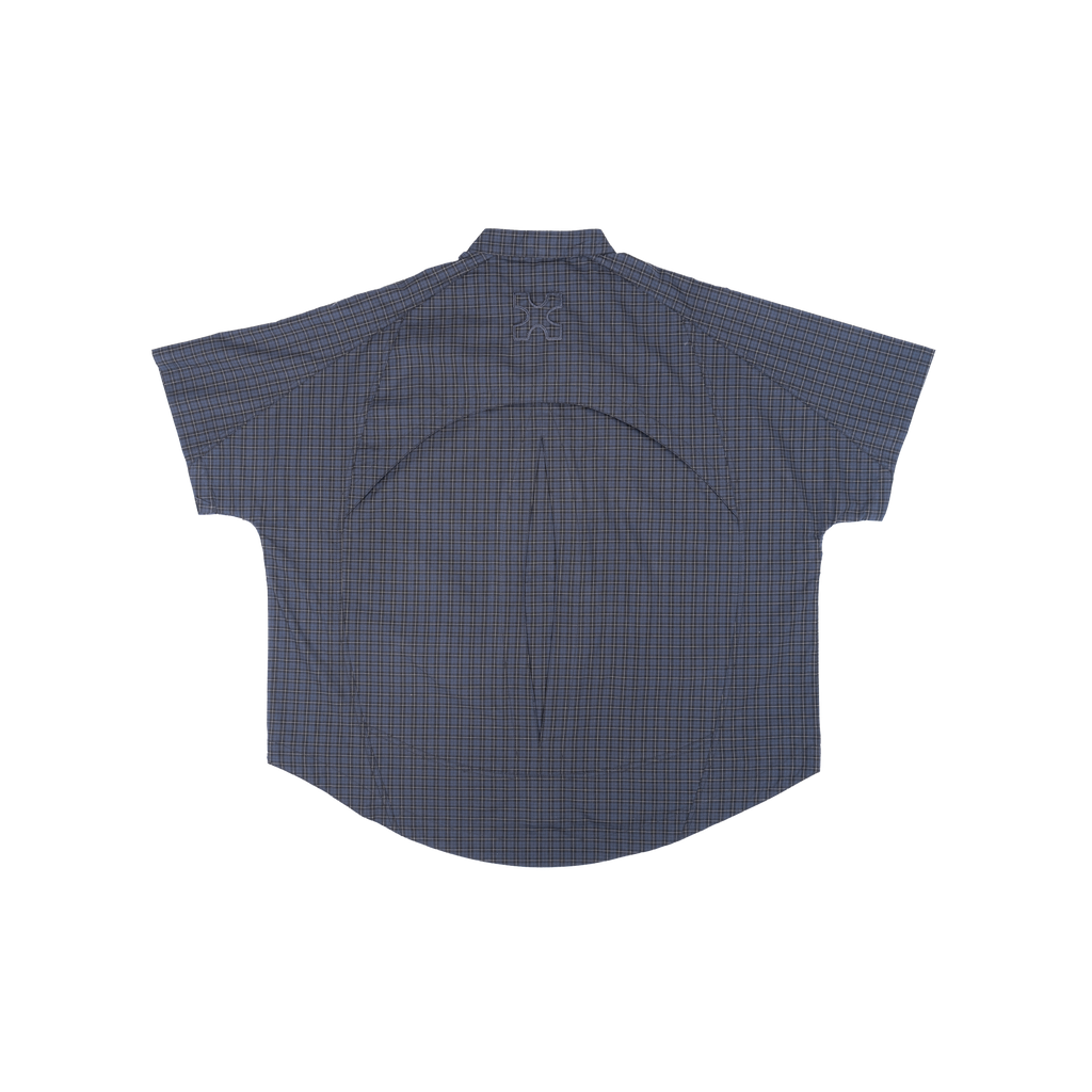 MANDARIN BACK PLEATED SHIRT - CHECKERED