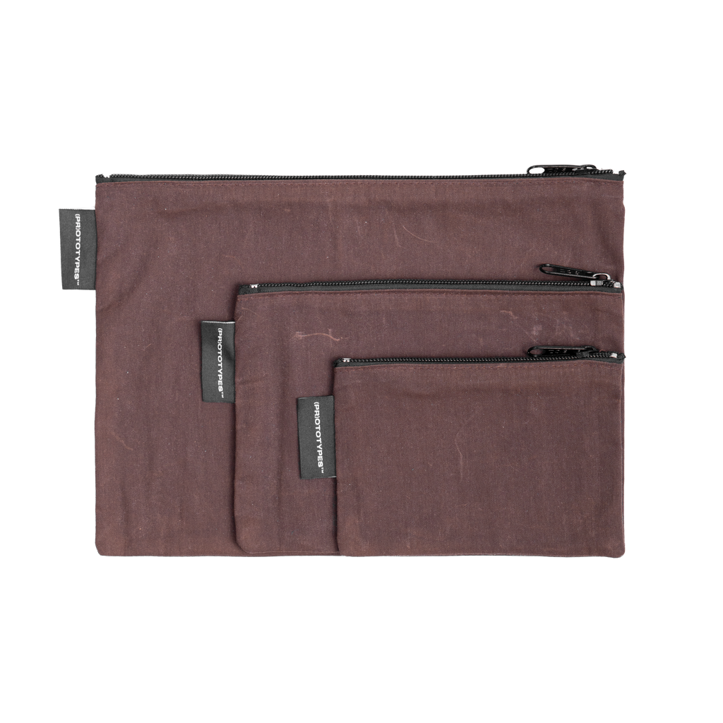 WAX CANVAS POUCH SET - DARK BROWN