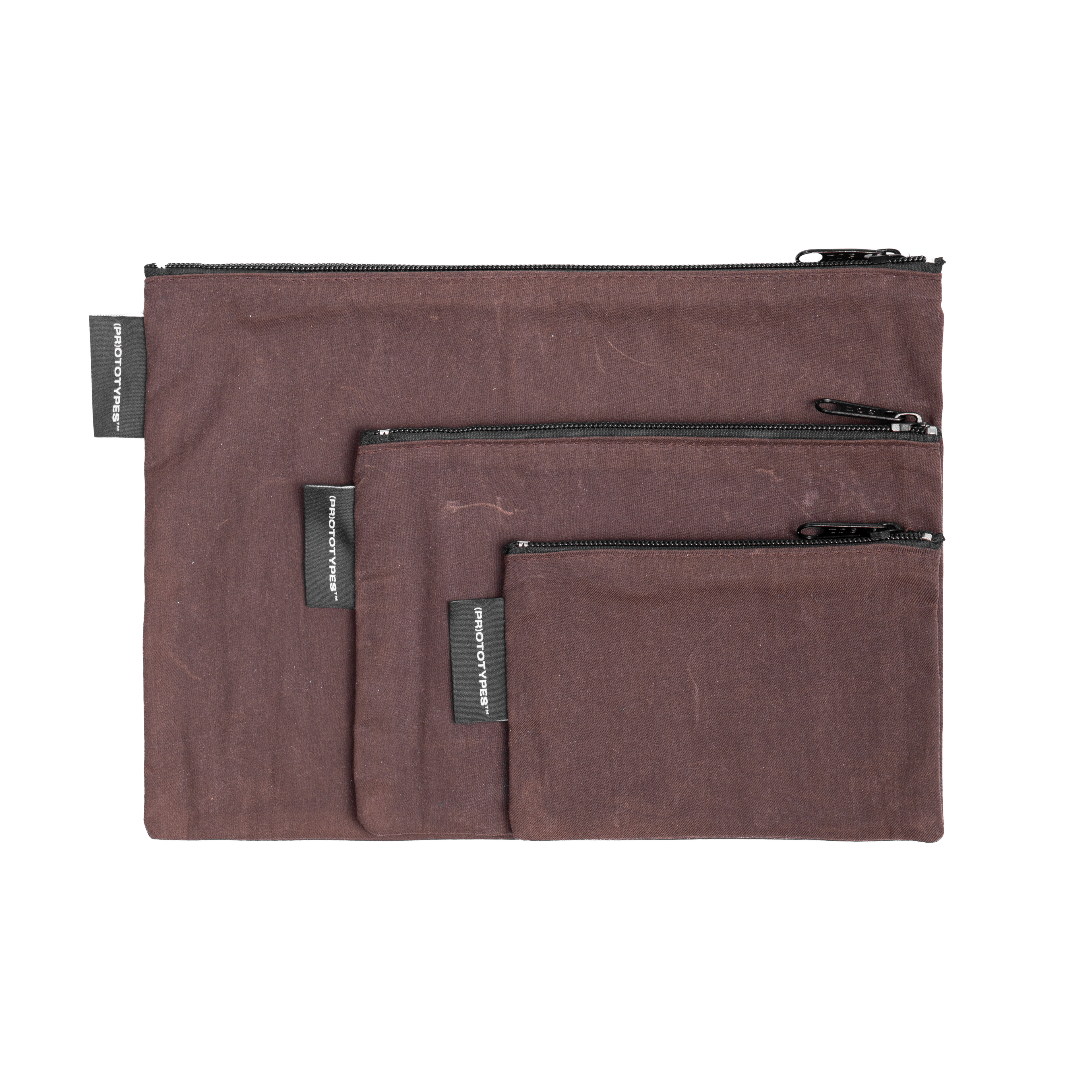 WAX CANVAS POUCH SET - DARK BROWN