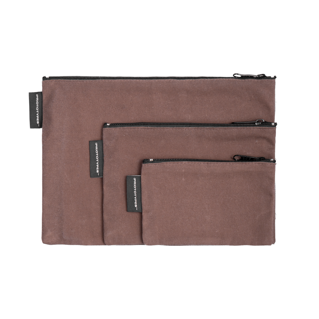 WAX CANVAS POUCH SET - BROWN