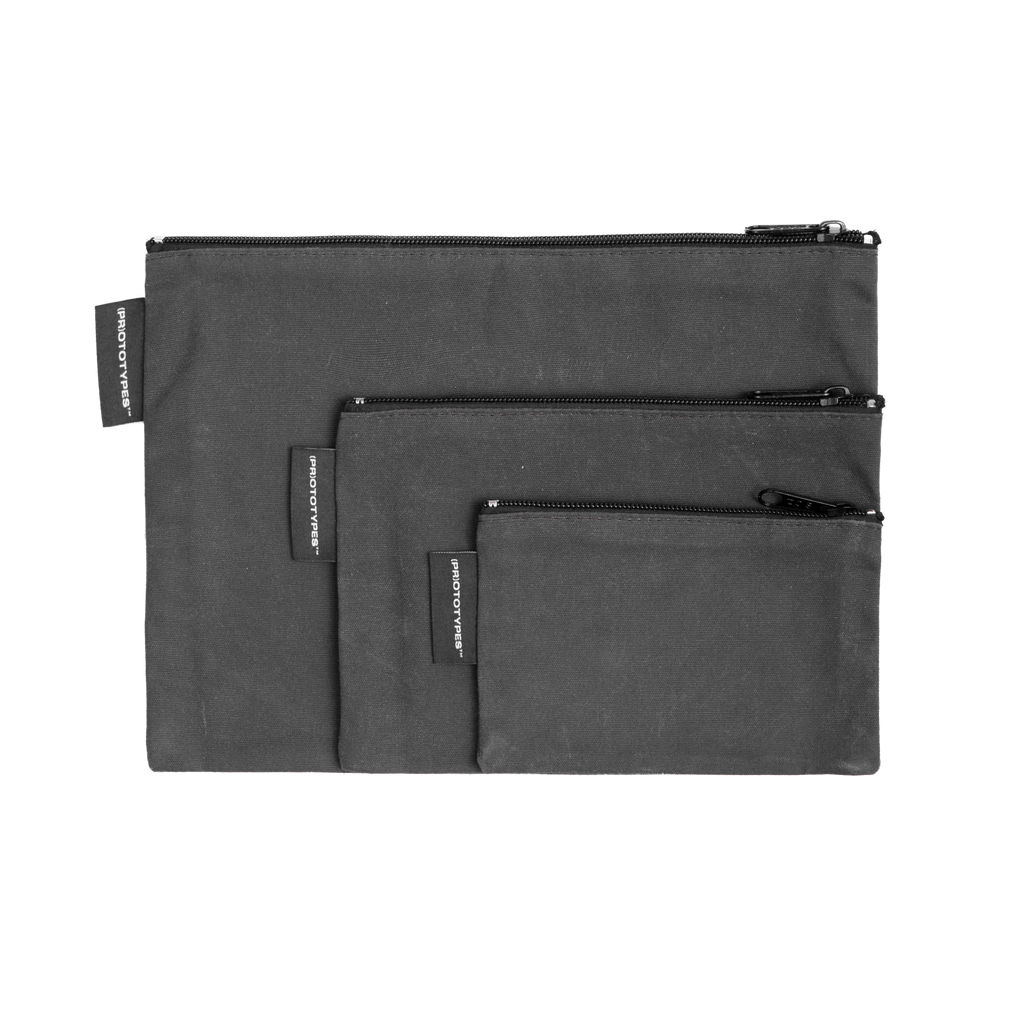 WAX CANVAS POUCH SET - LIGHT BROWN