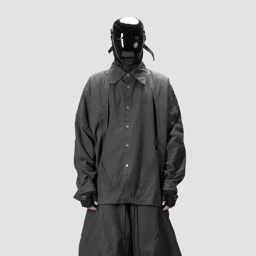 BACK PLEATED SHIRT - GREY