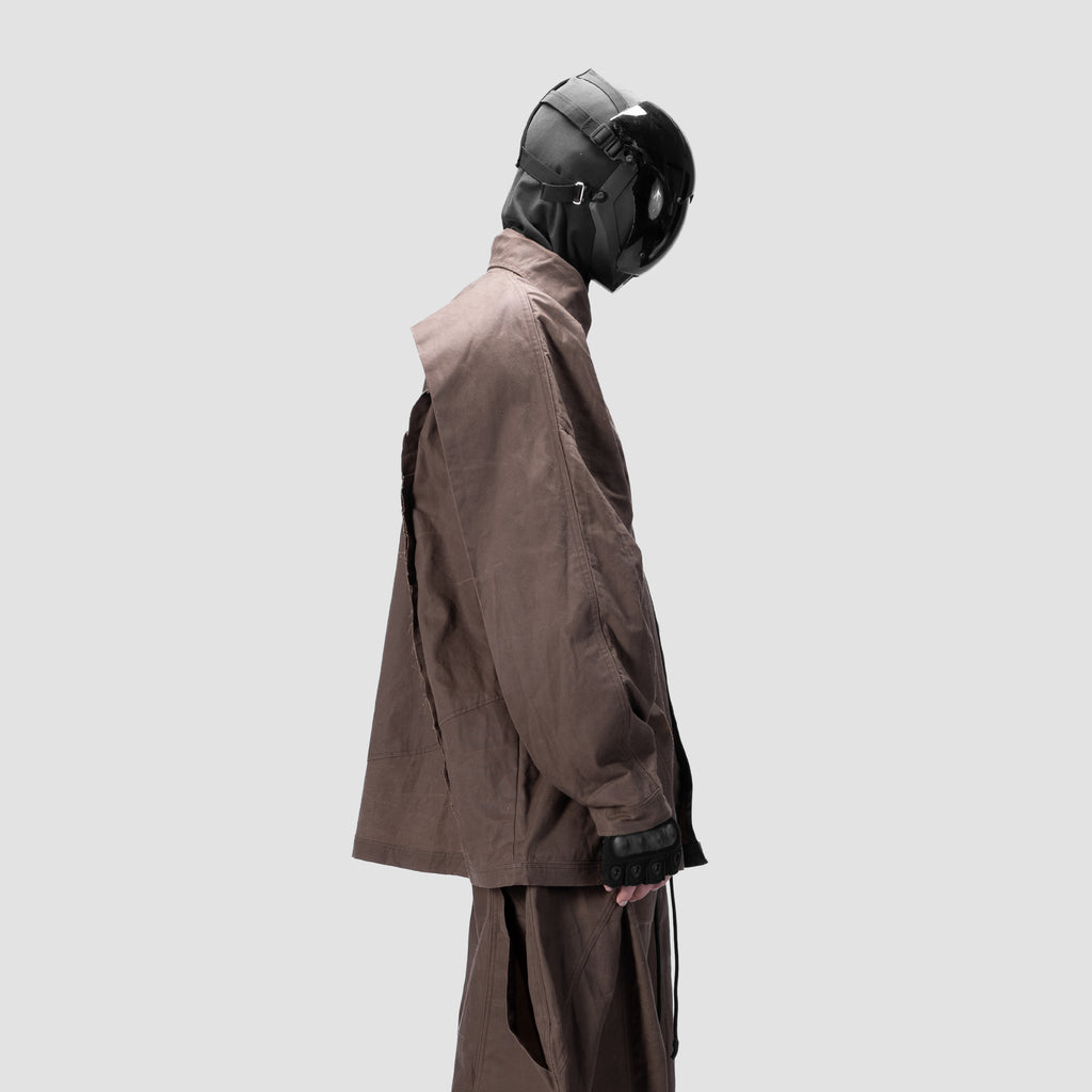 BACK PLEATED SHIRT - BROWN