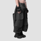 KNEE PLEATED JORTS - GREY