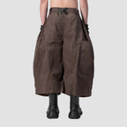 KNEE PLEATED JORTS - BROWN