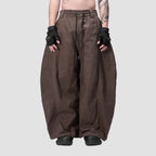 SPLIT CURVE PANTS - BROWN
