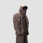 BACK PLEATED HOODED SHIRT - BROWN