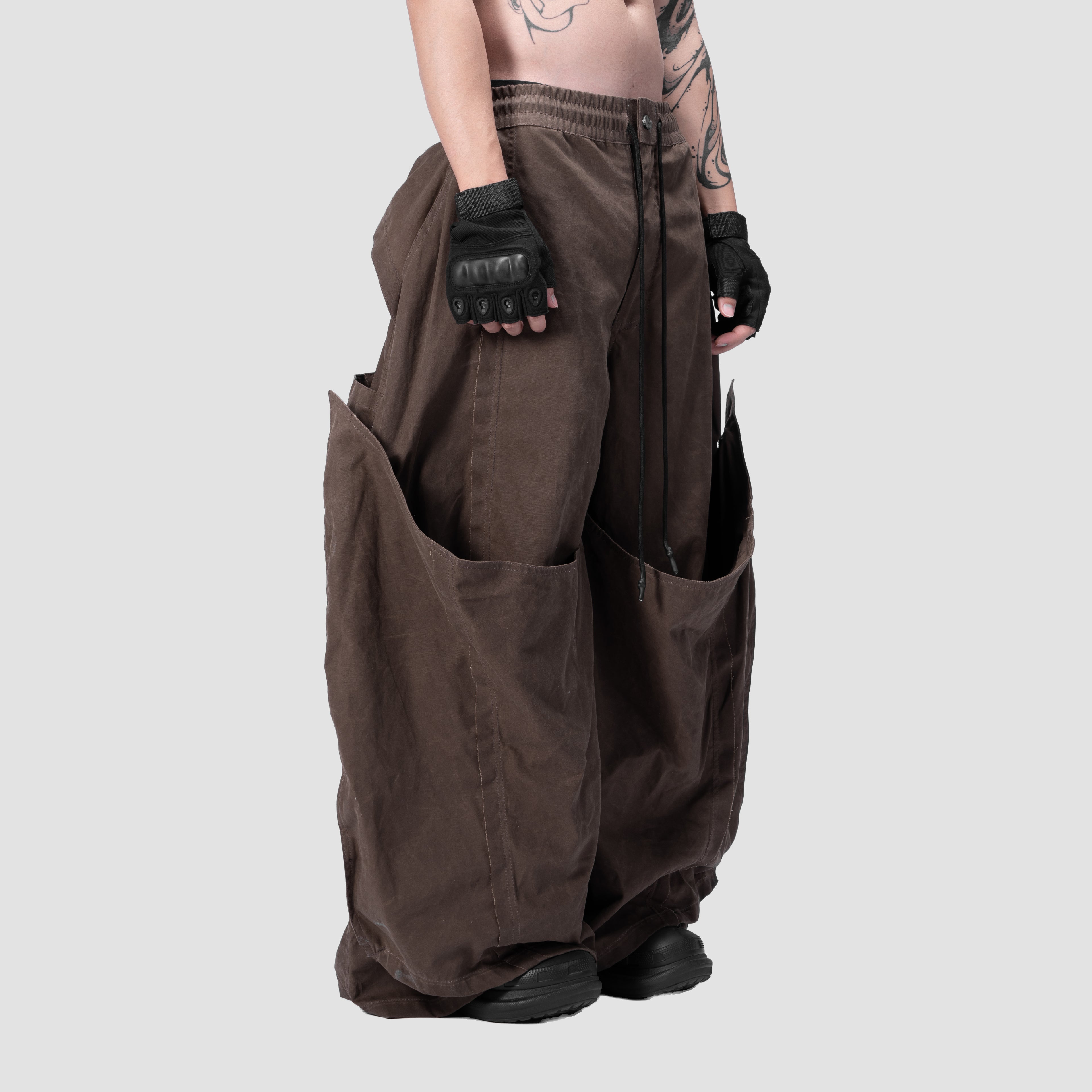 DOUBLE LAYER PANTS - BROWN